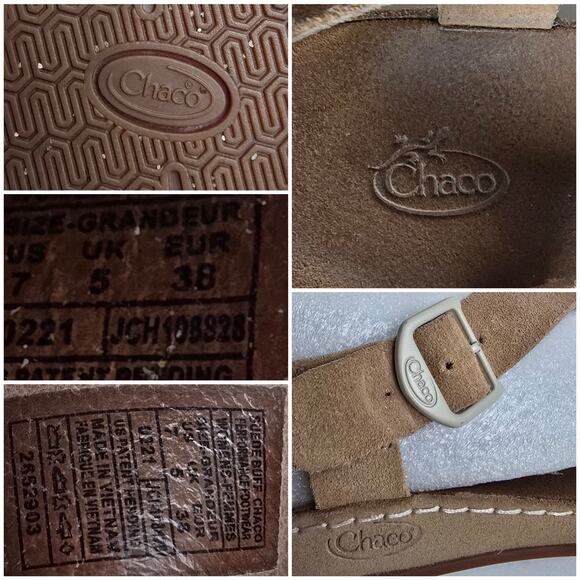 Chaco Women’s Wayfarer Size 7 Tan Suede Leather Sandals Criss Cross Strap Buckle - Picture 1 of 10